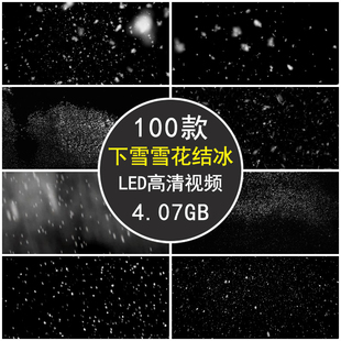 下雪特效飘雪花飞舞霜冻结冰鹅毛大雪高清AE/PR后期合成视频素材