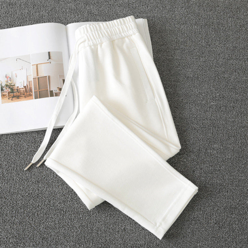 全棉休闲 运动裤女春秋2025新款直筒卫裤白色裤子纯棉夏季薄款女