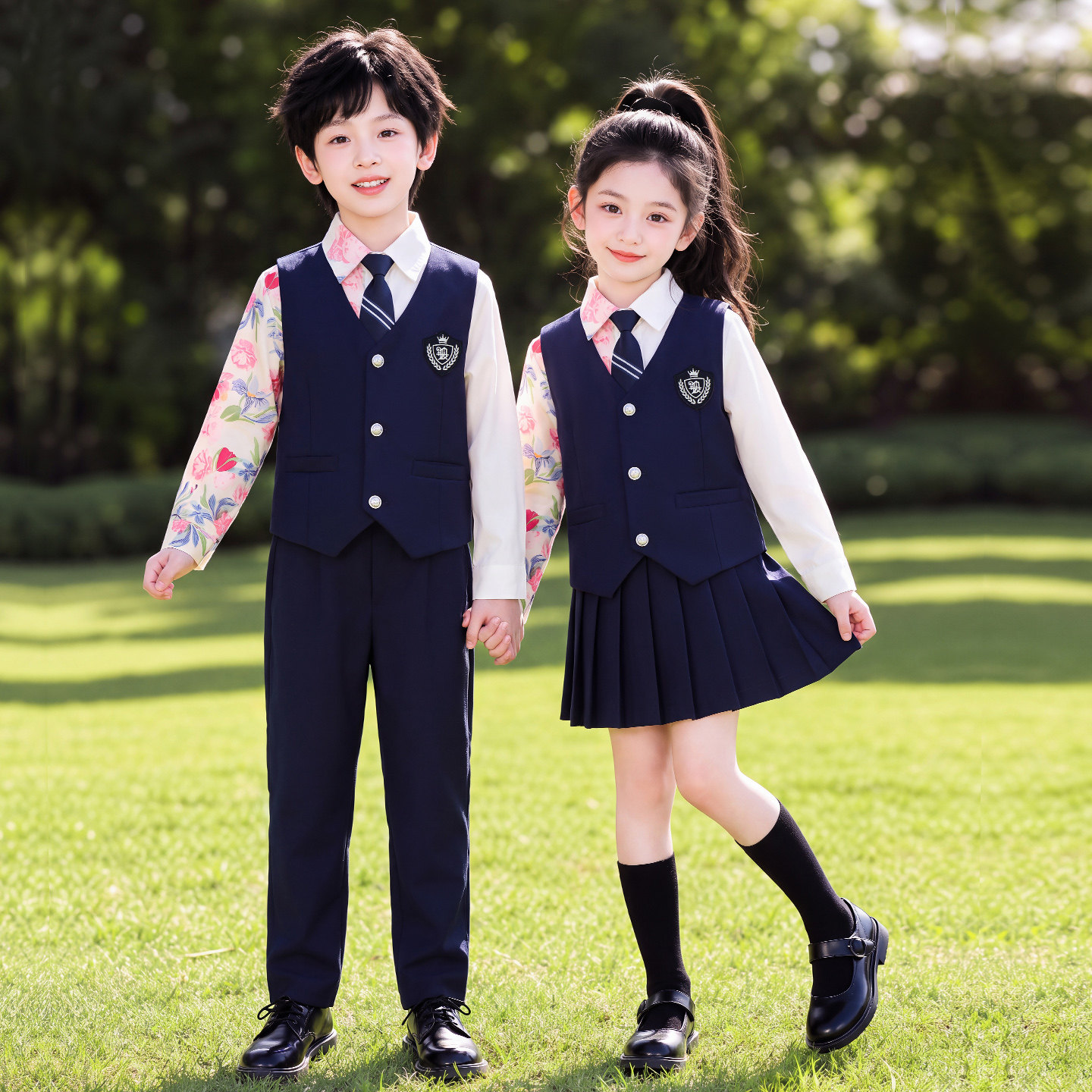 国庆儿童爱国合唱演出服男童女童朗诵比赛表演小学生班服马甲套装图片