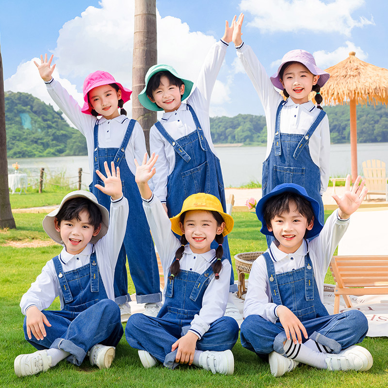 男女童牛仔儿童背带裤演出服