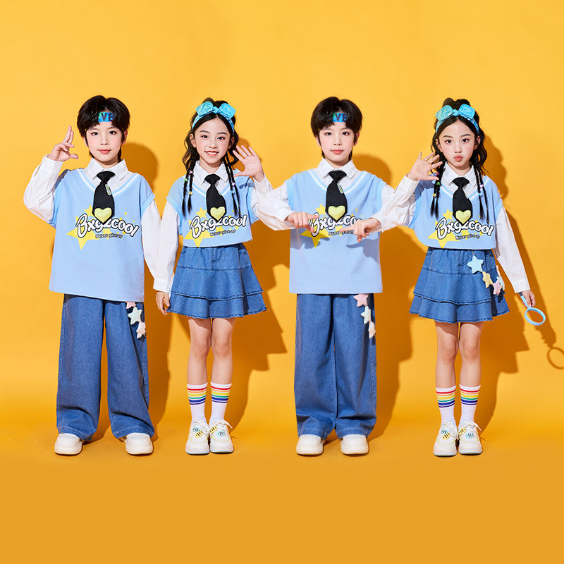 儿童啦啦队套装幼儿园表演服小学生团体运动会开幕式六一演出服装