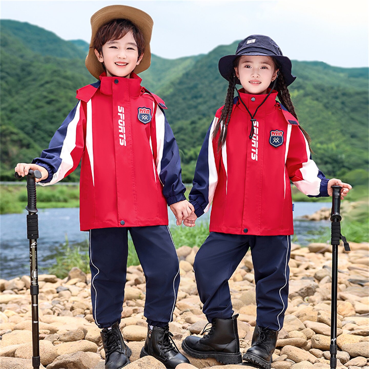 儿童冲锋衣三件套户外防风防水幼儿园园服春秋班服小学生校服冬装