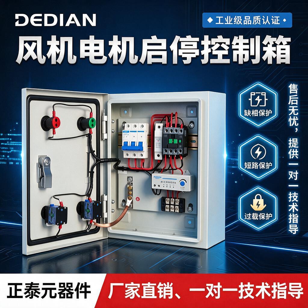 风机电机启停控制箱起动配电箱厨房风机水泵缺相过载保护380V220V