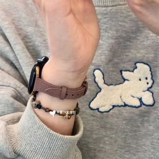 适用s11表带苹果手表iwatch10ultra皮质s7表带89pro秋冬华为fit43
