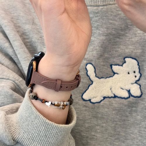 适用s11表带苹果手表iwatch10ultra皮质s7表带89pro秋冬华为fit43