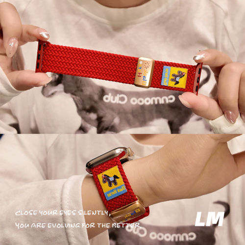 适用iwatch11苹果手表10s987本命年小马尼龙编织磁吸Ultra2345SE6