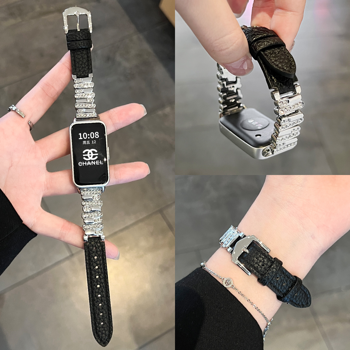 适用华为手环10表带秋冬新款9金属皮质腕带8手表高级7fit43女荣耀