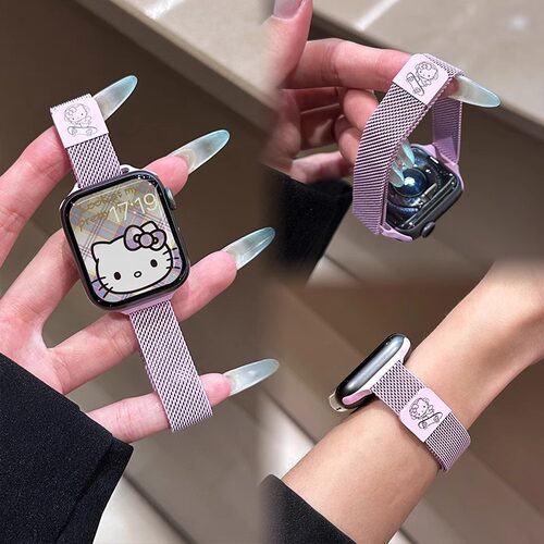 米兰磁吸iWatch表带不锈钢适用苹果手表小米9pro卡通滑板红米fit4