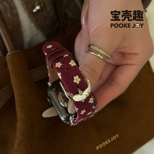 适用苹果手表s12布艺表带小碎花iwatch表带小米9pro红米6华为fit5