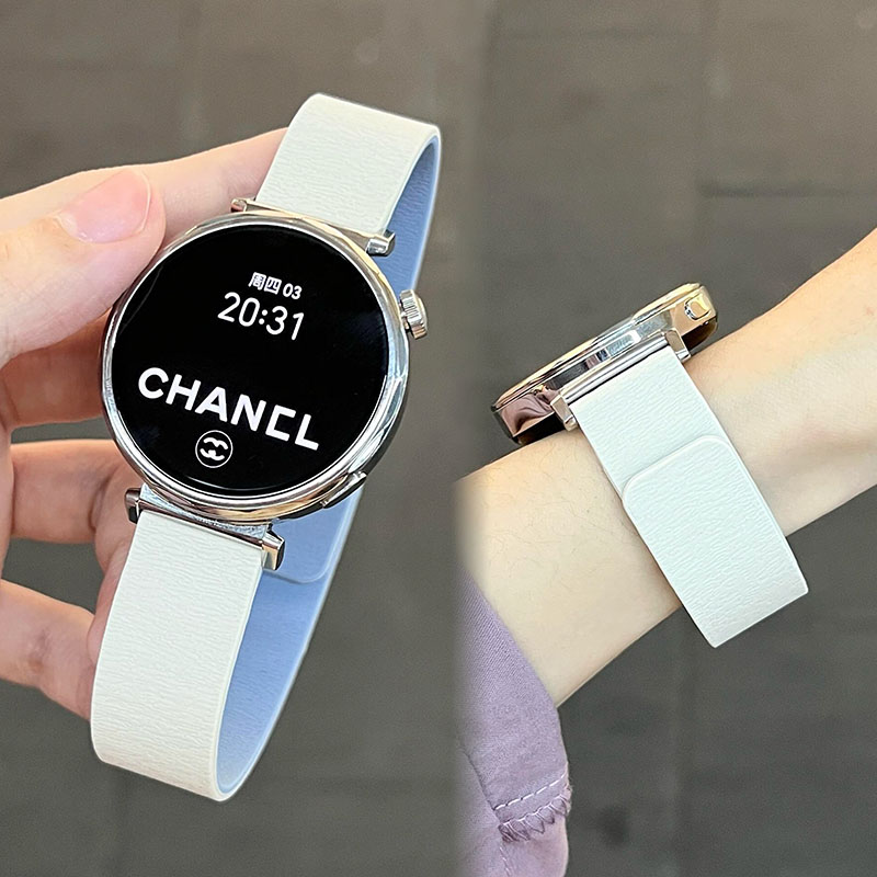适用华为手表gt5荔枝纹硅胶磁吸表带男女夏watch4运动gt2荣耀新款