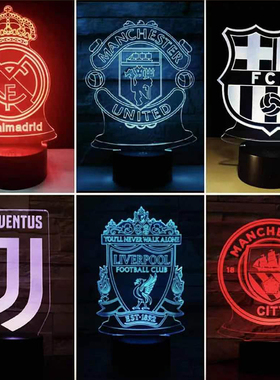 2024足球杯迷欧冠利物浦曼威足球俱乐部ac米兰队徽装饰灯小夜灯