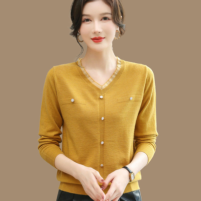 羊毛单排扣小香风针织衫