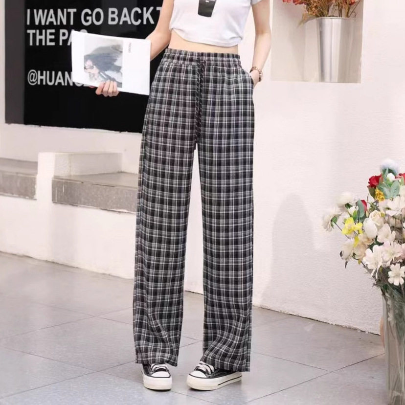 复古格子裤女秋冬新款宽松印花小个子垂感长裤高腰显瘦格子阔腿裤,女装/女士精品,休闲裤,淘宝优惠券,粉丝福利购,淘宝优惠卷