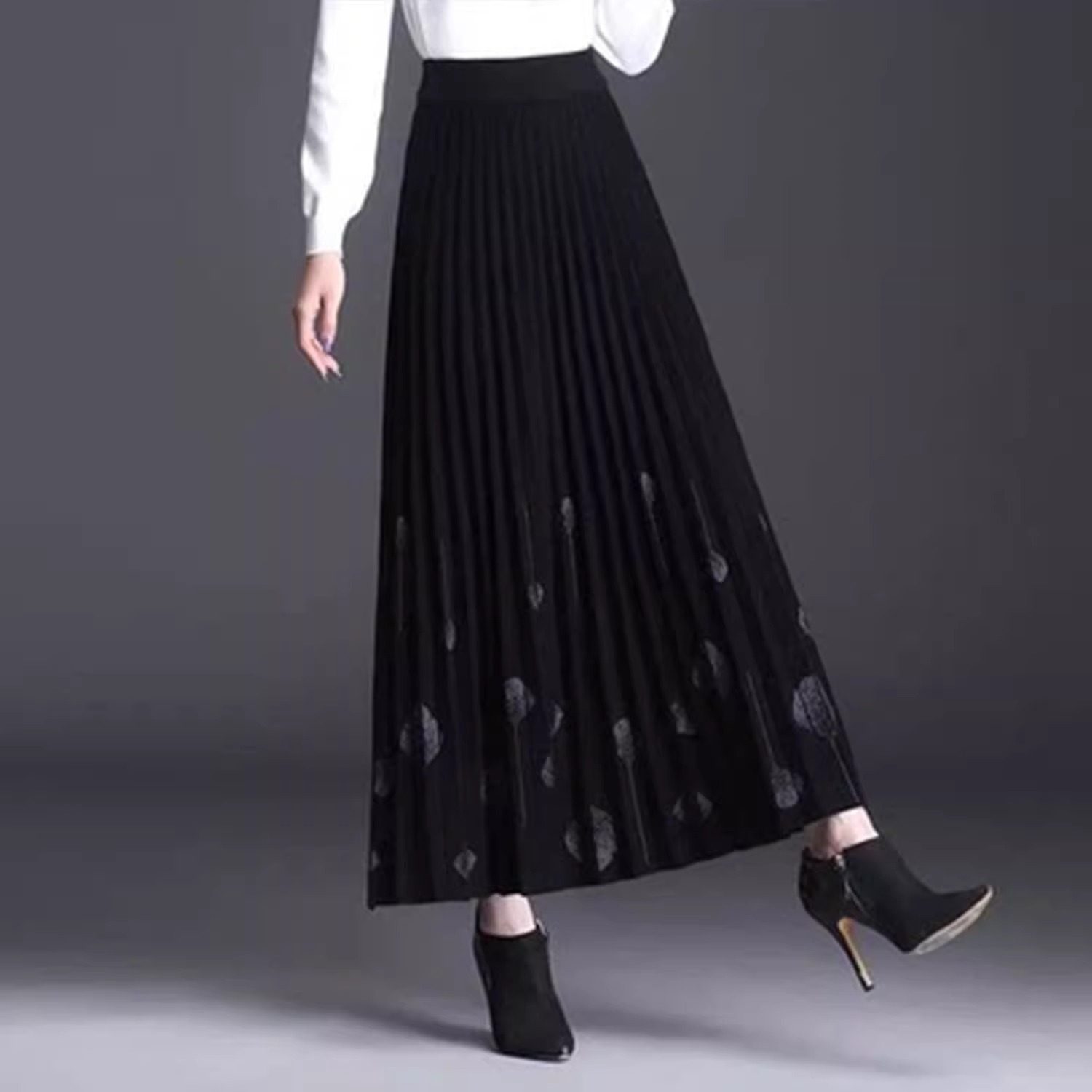 高档大摆针织裙秋冬新款时尚中长款高腰显瘦半身裙子毛线A字长裙,女装/女士精品,半身裙,淘宝优惠券,粉丝福利购,淘宝优惠卷