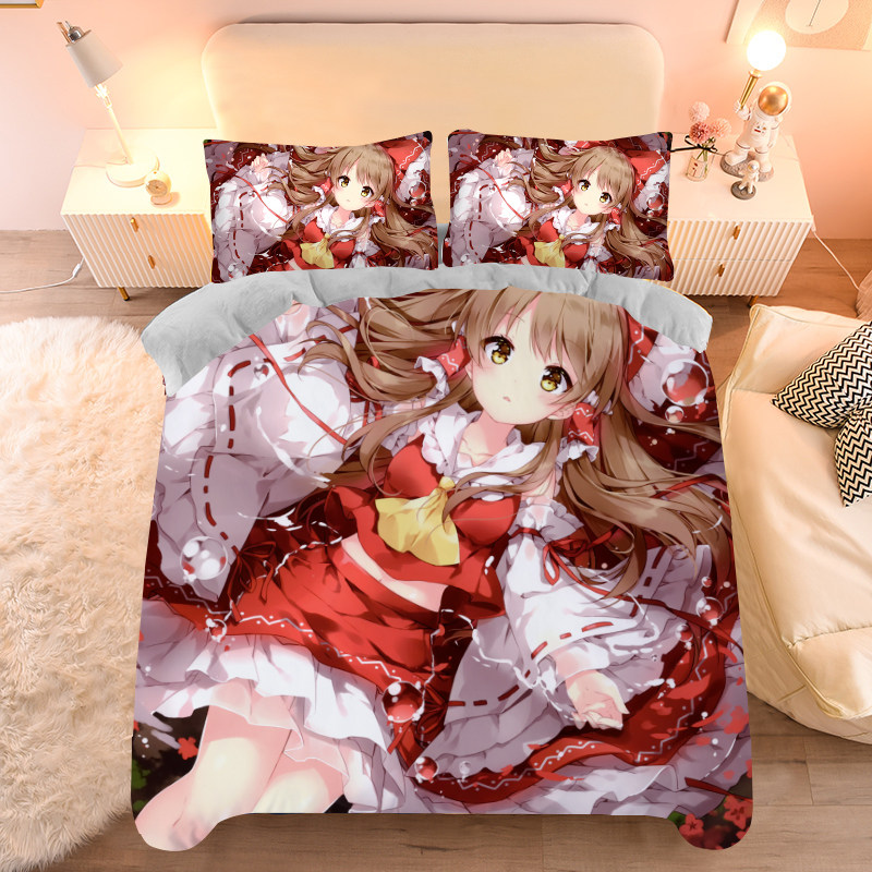 东方系列动漫被套男生床品日系博丽灵梦二次元被单diy定制四件套