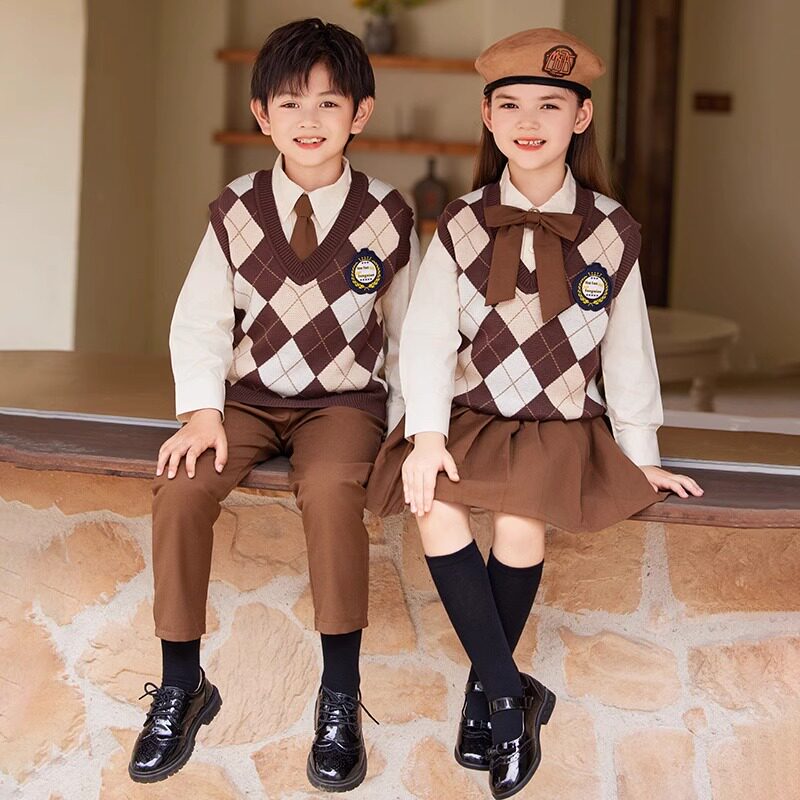 小学生校服春秋季学院英伦风马甲背心班服套装幼儿园园服表演制服