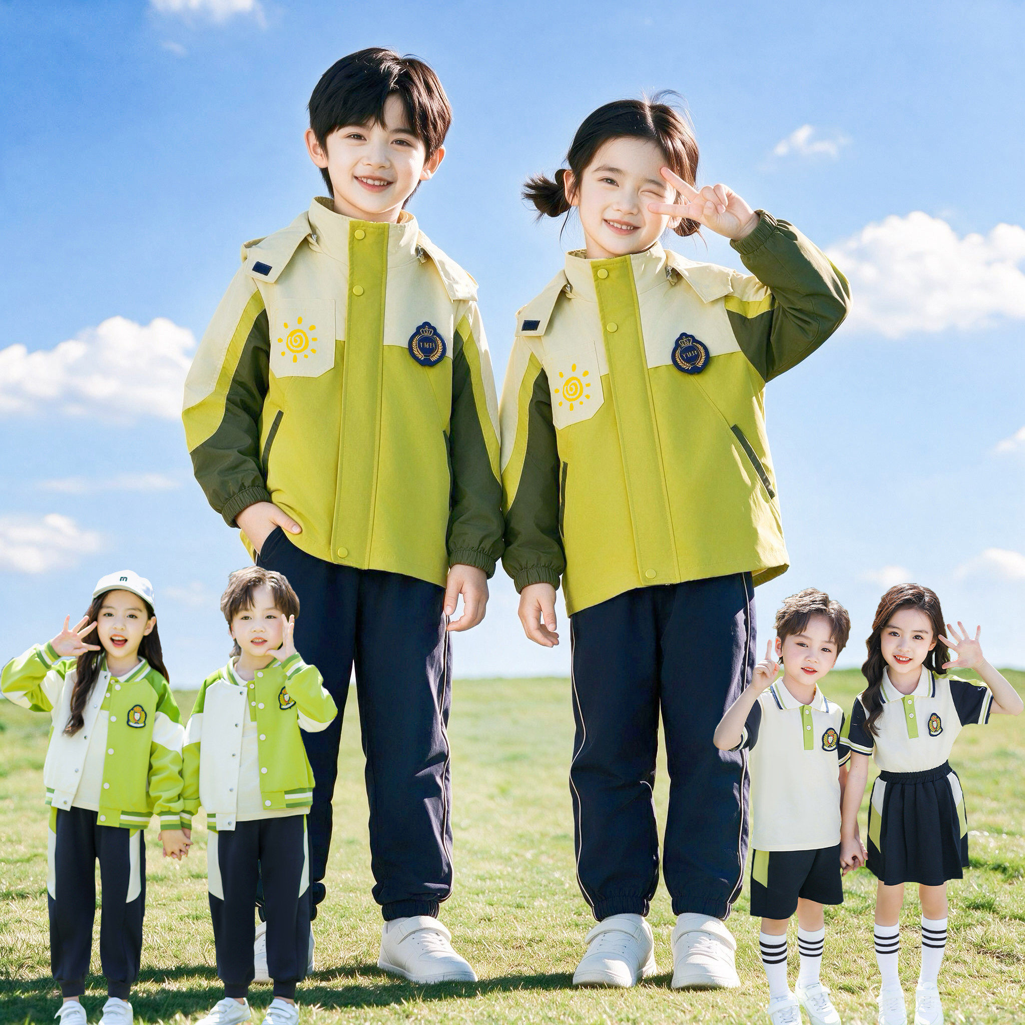幼儿园园服秋冬装冲锋衣三件套一年级班服运动套装小学生校服春秋