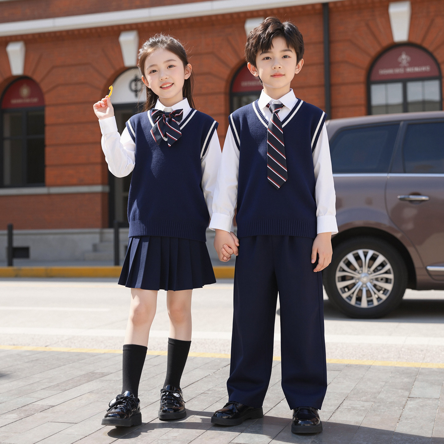 小学生校服三件套合唱服儿童英伦风班服演出服幼儿园服诗朗诵表演