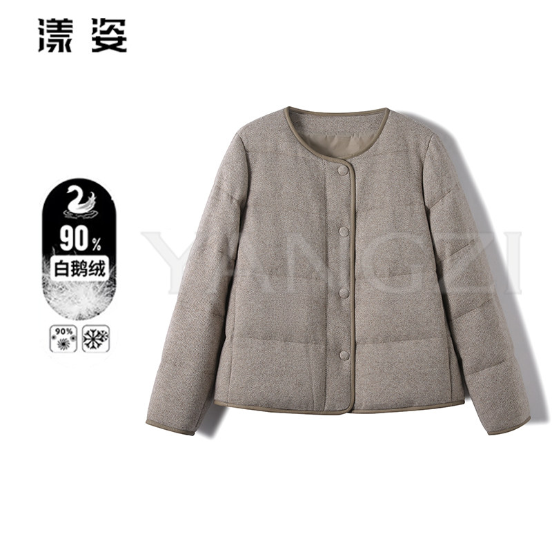 冬季新款时尚简约气质款圆领羊毛90白鹅绒服外套 XGD2511-251553