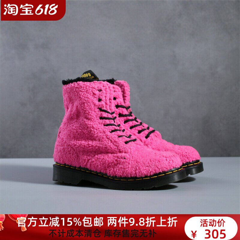 【37 】巨美!1460 毛绒芭比粉8孔布鞋女靴 高帮鞋女马丁靴 越南
