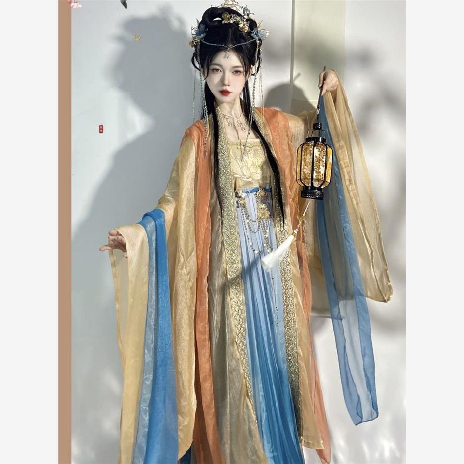 汉服唐制重工刺绣仙气大袖衫诃子裙春夏款飘逸套装