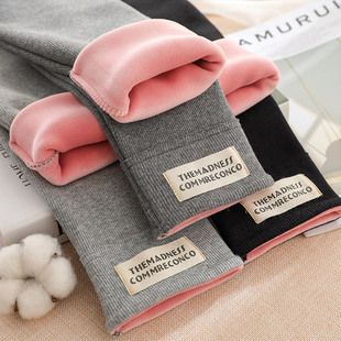 女童加绒打底裤秋冬装2019新款外穿儿童宝宝加厚纯棉一体保暖裤子