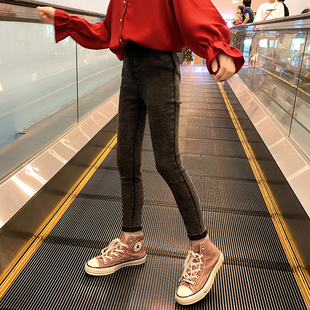 大女童牛仔裤儿童裤子洋气秋冬装2019新款韩版女孩加绒打底裤加厚