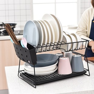 碗碟架双层厨房用品碗盘餐具置物架橱柜晾放碗筷收纳沥水架沥碗架