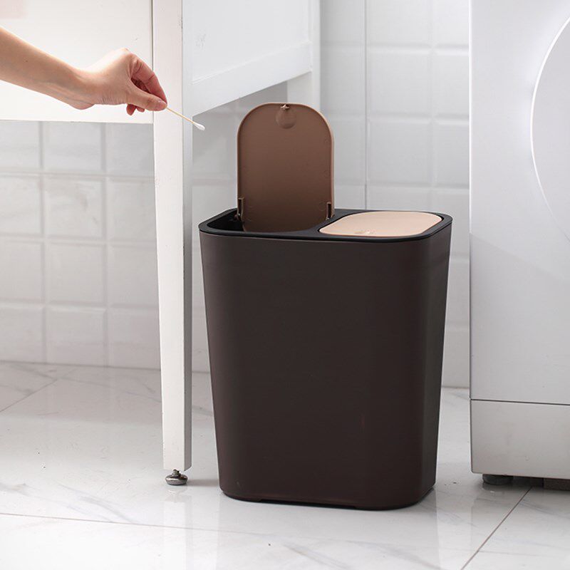 垃圾分类垃圾桶家用按压式干湿分离厨房客厅卫生间带盖双袋垃圾桶