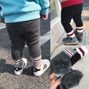 加绒弹力婴幼儿休闲长裤 男女小童打底裤 外穿百搭潮 子秋冬款 宝宝裤