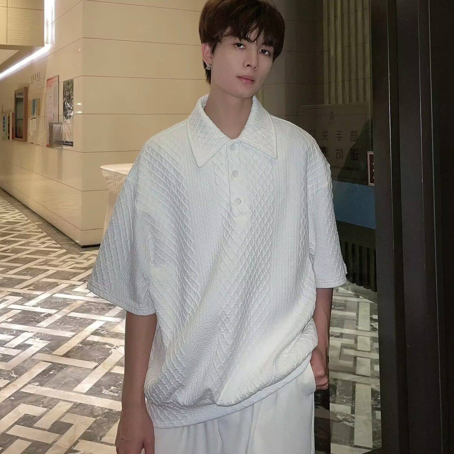 美式复古POIO衫男潮牌宽松短袖翻领恤