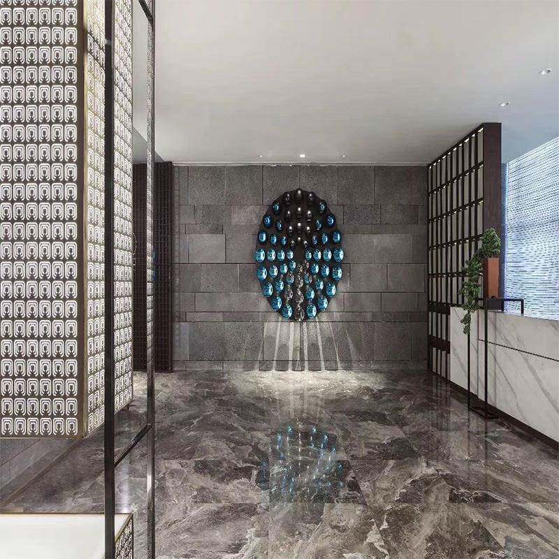 天然大理石板材威尼斯棕别墅室内外水刀拼花地板切割加工圆柱异型