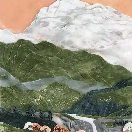 云浮石材工艺天然玉石彩雕印象派风景画动物花草植物浮雕文化雕塑