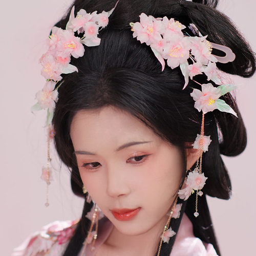 耀如春华真丝烫花汉服花神发饰