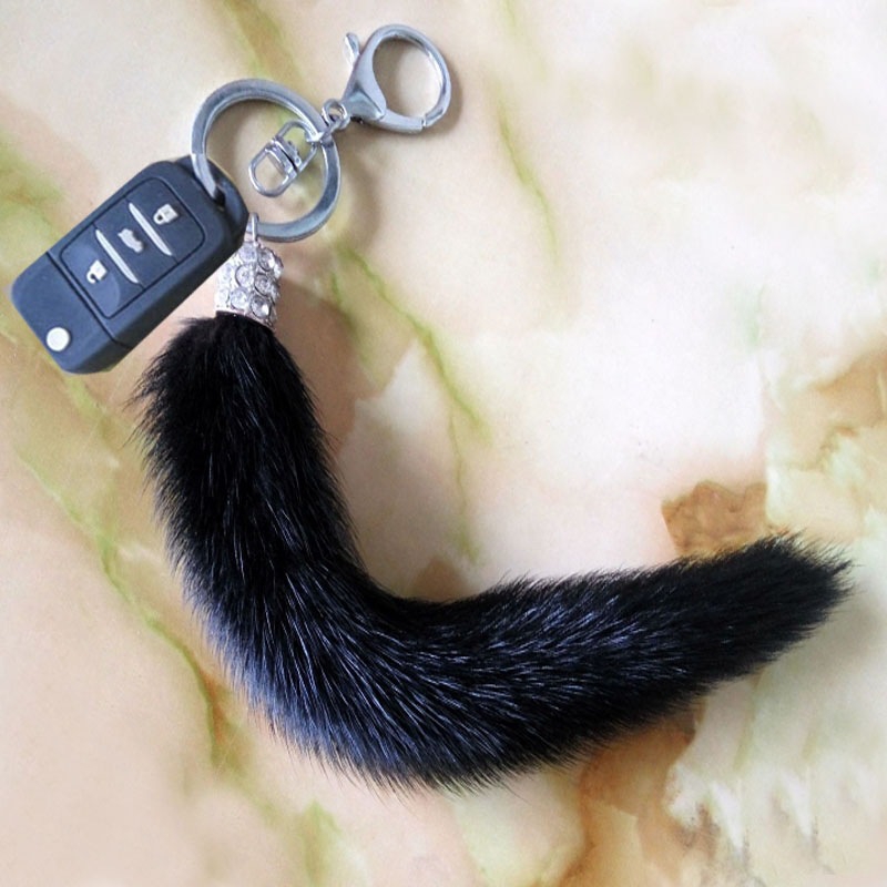 水貂毛汽车钥匙扣挂饰毛绒包包挂件水貂尾巴钥匙链吊坠皮草小饰品