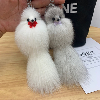 狐狸毛球包包挂件车钥匙扣饰品
