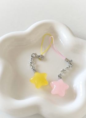 日韩ins复古彩色五角星适用于苹果15手机挂件CCD挂绳包包咕卡挂链