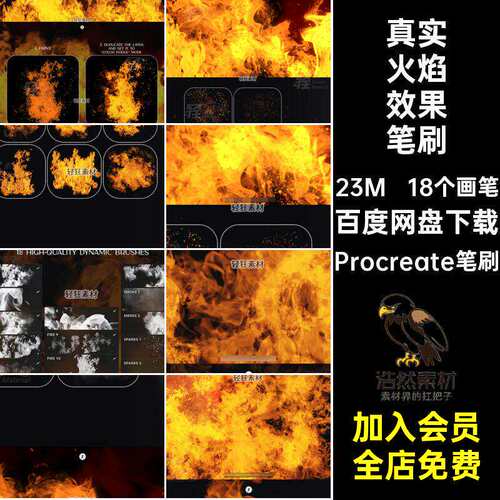 火苗效果笔刷Procreate笔刷艺术火星真实感ipad火焰