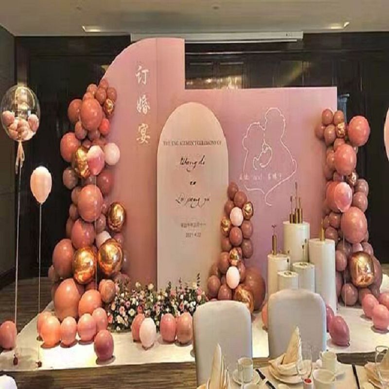 2022新款粉色订婚宴豆沙粉表白求婚宴订婚宴背景设计素材PS源文件