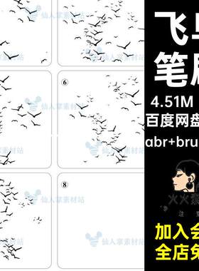 飞翔笔刷小鸟ps鸟群新中式点缀7款剪影iPadiPad剪影i