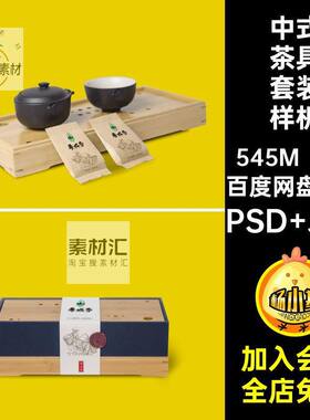 茶叶茶具套装样机素材功夫茶5贴图vi7款ps智能包装盒设计高
