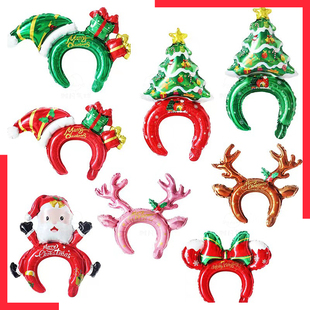 新款圣诞节装饰场景布置气球头箍头饰学校商场氛围小礼物发箍气球