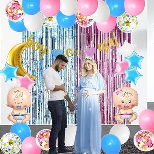 Baby shower性别揭晓迎婴派对气球套装BOY GIRL宝宝派对装饰用品