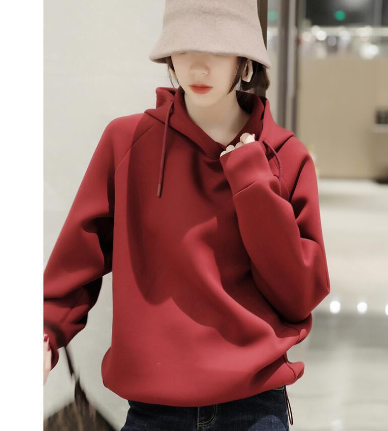 加厚连帽卫衣裁剪纸样女潮ins2021秋冬新款空气棉小宽松韩版上衣