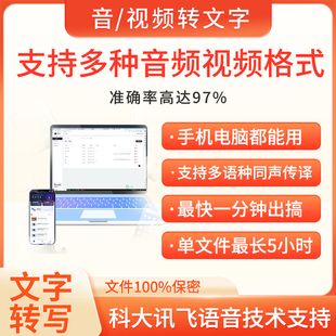 讯飞技术录音转文字视频语音转文字音频整理实时识别转写神器人工