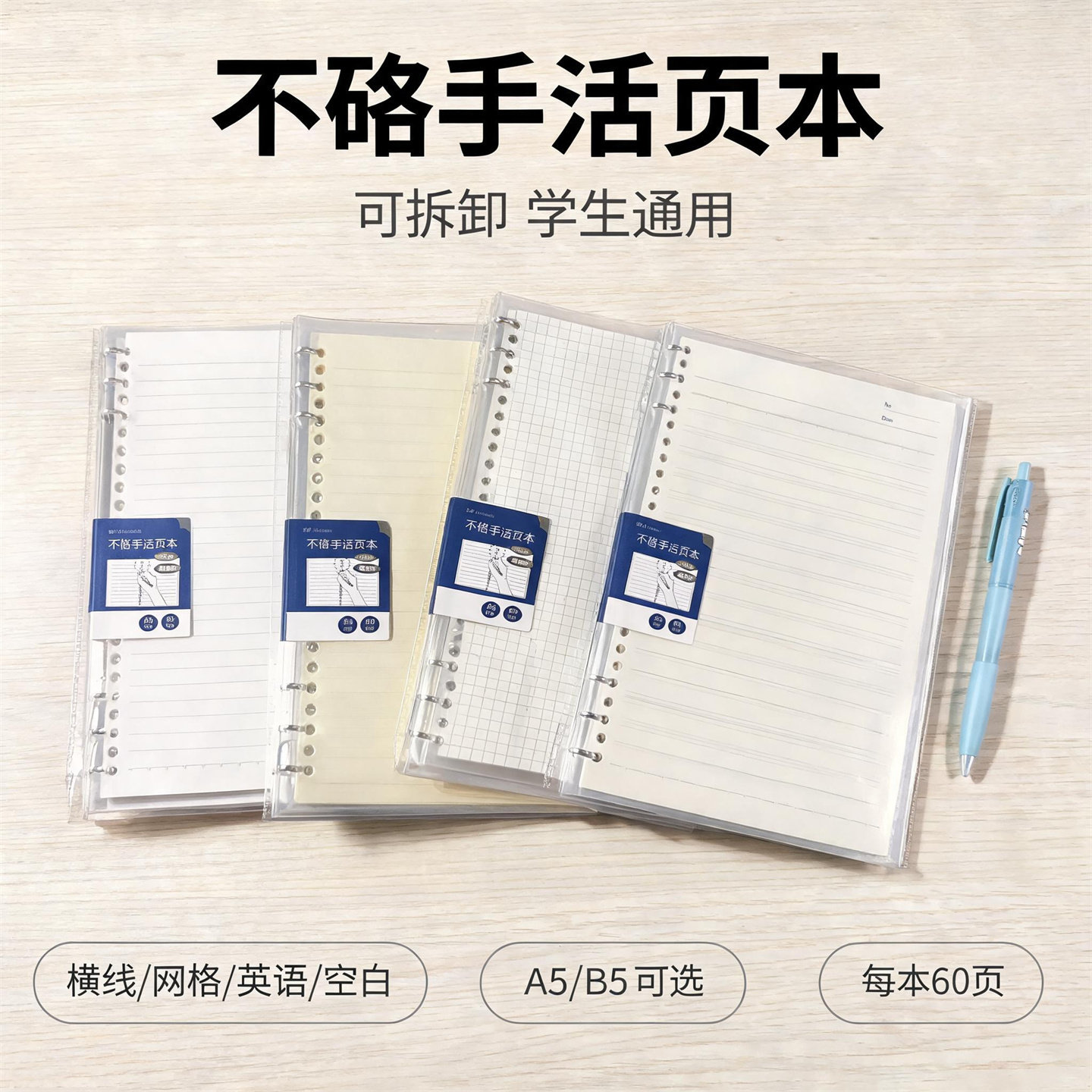 真谛B5六孔透明活页本60张/本