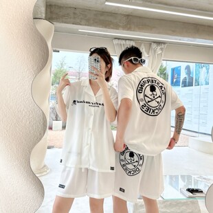 短裤 短袖 家居服可外穿高级感轻奢 夏季 巴洛克潮牌冰丝情侣睡衣套装