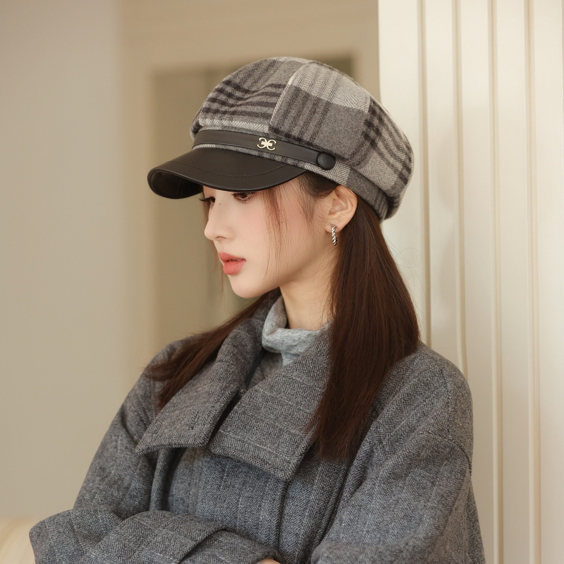 新款英伦八角帽帽子女款秋冬格子复古鸭舌帽显脸小贝雷帽子报童帽,服饰配件/皮带/帽子/围巾,帽子,淘宝优惠券,粉丝福利购,淘宝优惠卷