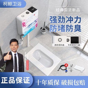 冲水箱整套装 家用陶瓷蹲便器蹲坑式 大便器卫生间防臭便盆便池蹲厕