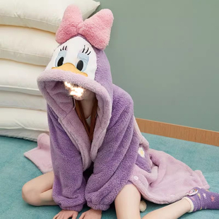 珊瑚绒睡袍女士秋冬季 家居服连衣裙子 甜美网红风睡衣宽松保暖长款